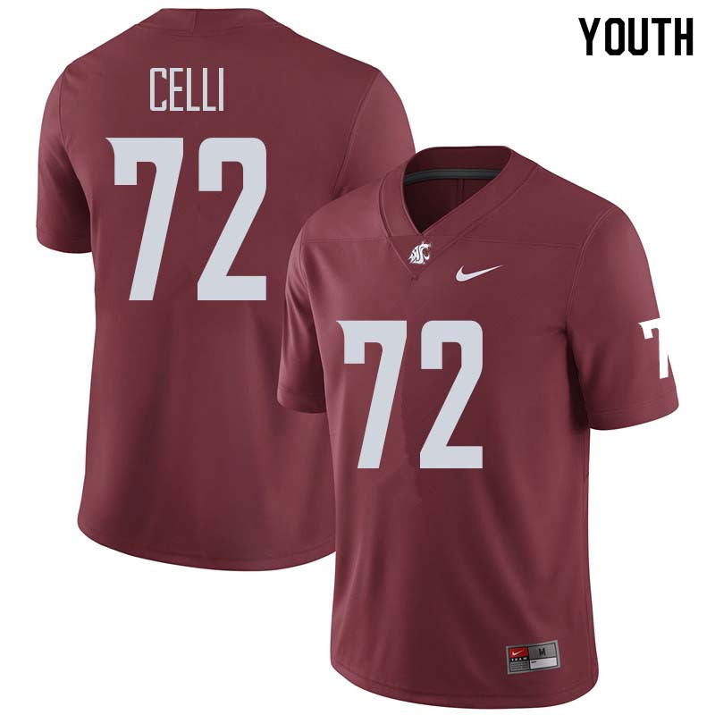 Youth #72 Kyle Celli Washington State Cougars College Football Jerseys Sale-Crimson